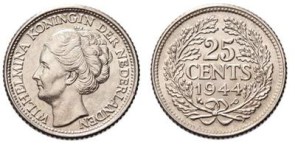 25 cent wilhelmina 1944